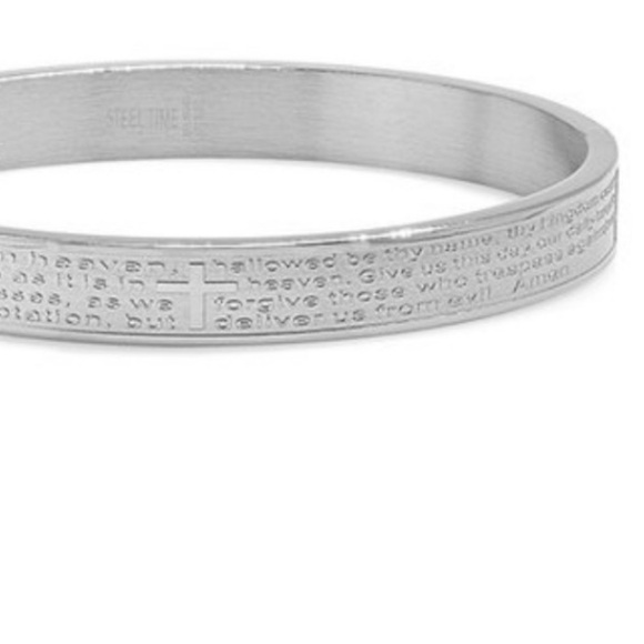 NEW| SILVER “OUR FATHER” LORD’S PRAYER HINGE BANGLE| NEW - Picture 5 of 13